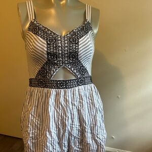 Japna Black and White Striped Bodysuit